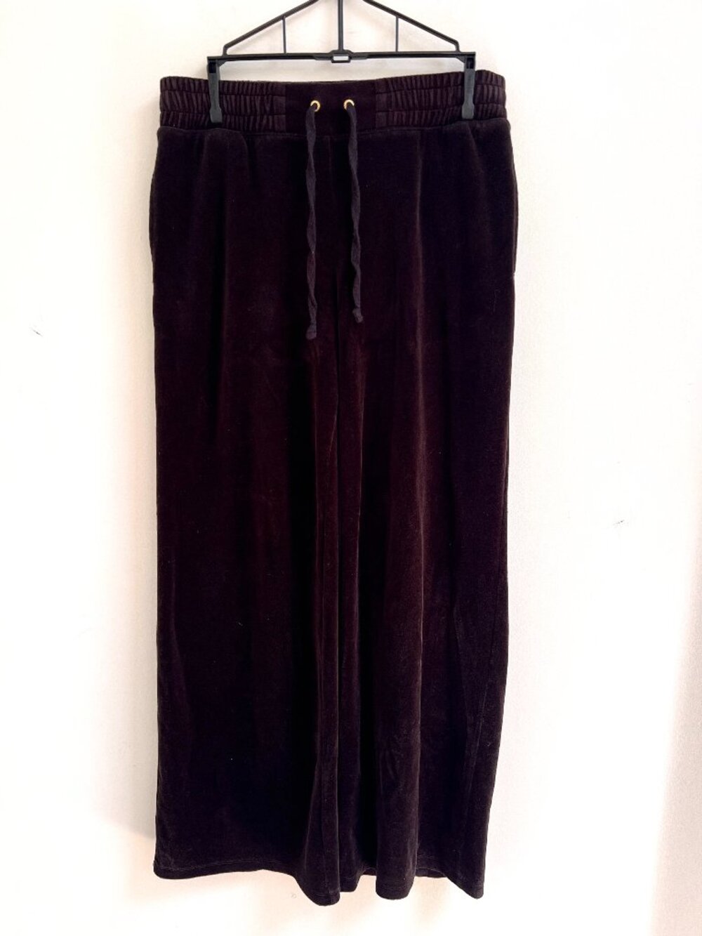 Juicy Couture Black Label Velour Wide Leg Drawstring Lounge Pants Size M